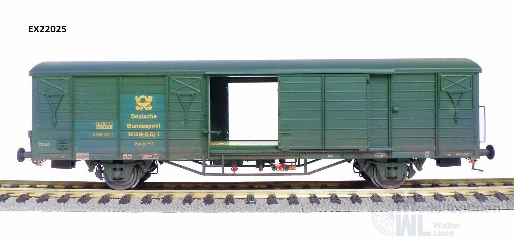 web EX22025 Exact Train 22025 - Güterwagen gedeckt DB Ep.IV Gbs Post H0/GL